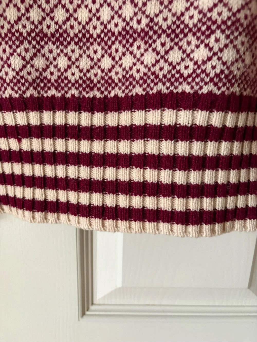 J.Crew | Vintage wool Fair Isle crew neck sweater. Burgundy. Medium. Wool